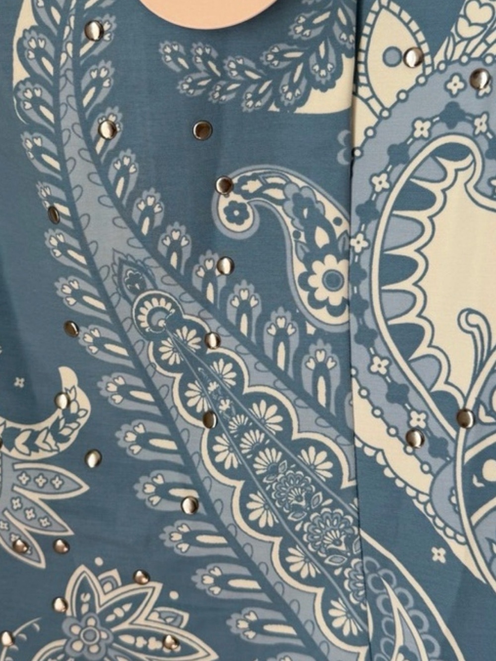 New ✧💎 Camila Coelho💎✧ Blue and white Paisley silver stud Mini Dress 2 - Picture 4 of 7